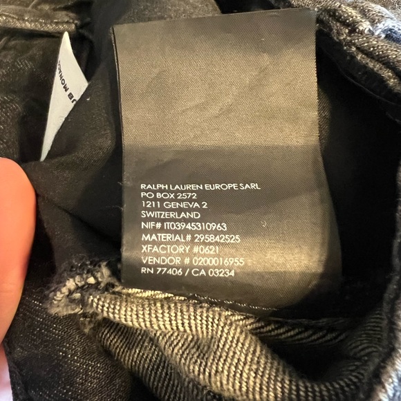 Club Monaco High Waisted Cuffed Jeans Black. Wide Leg Straight Fit Dark Wash - Picture 9 of 10